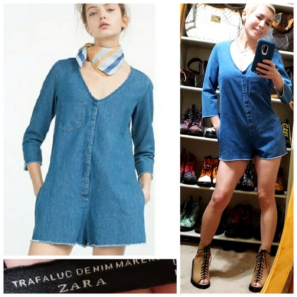 zara denim romper